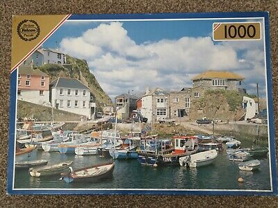 Falcon DE-LUXE PUZZLE JIGSAW 1000 Pieces Used-Complete Mavagissy Harbour Cornwall 49x68 cm