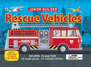 JUNIOR BUILDER: RESCUE VEHICLES (INCLUDES 24-PAGE BOOK 32 MODEL PIECES 52 REUSABLE STICKERS)