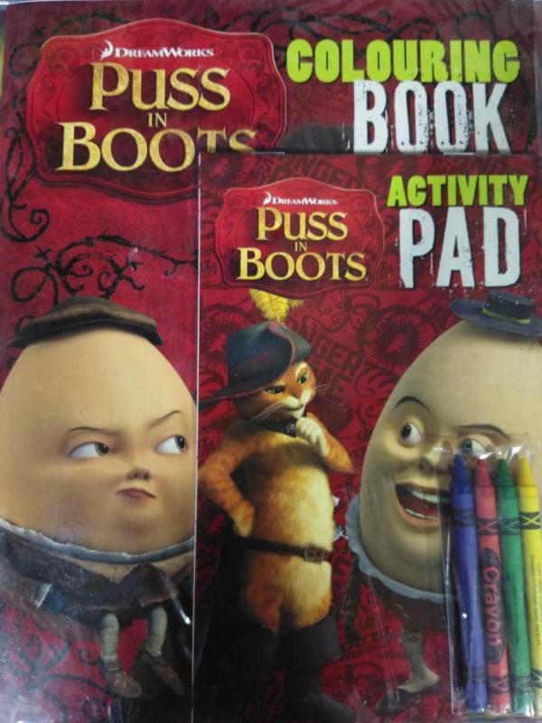 Puss In Boots Coloring Book & Activity Pad With Colors