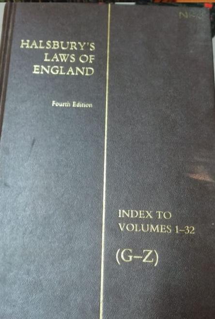 Halsbury's laws of England 4 Edition Index To Volume 1-32 (G-Z)